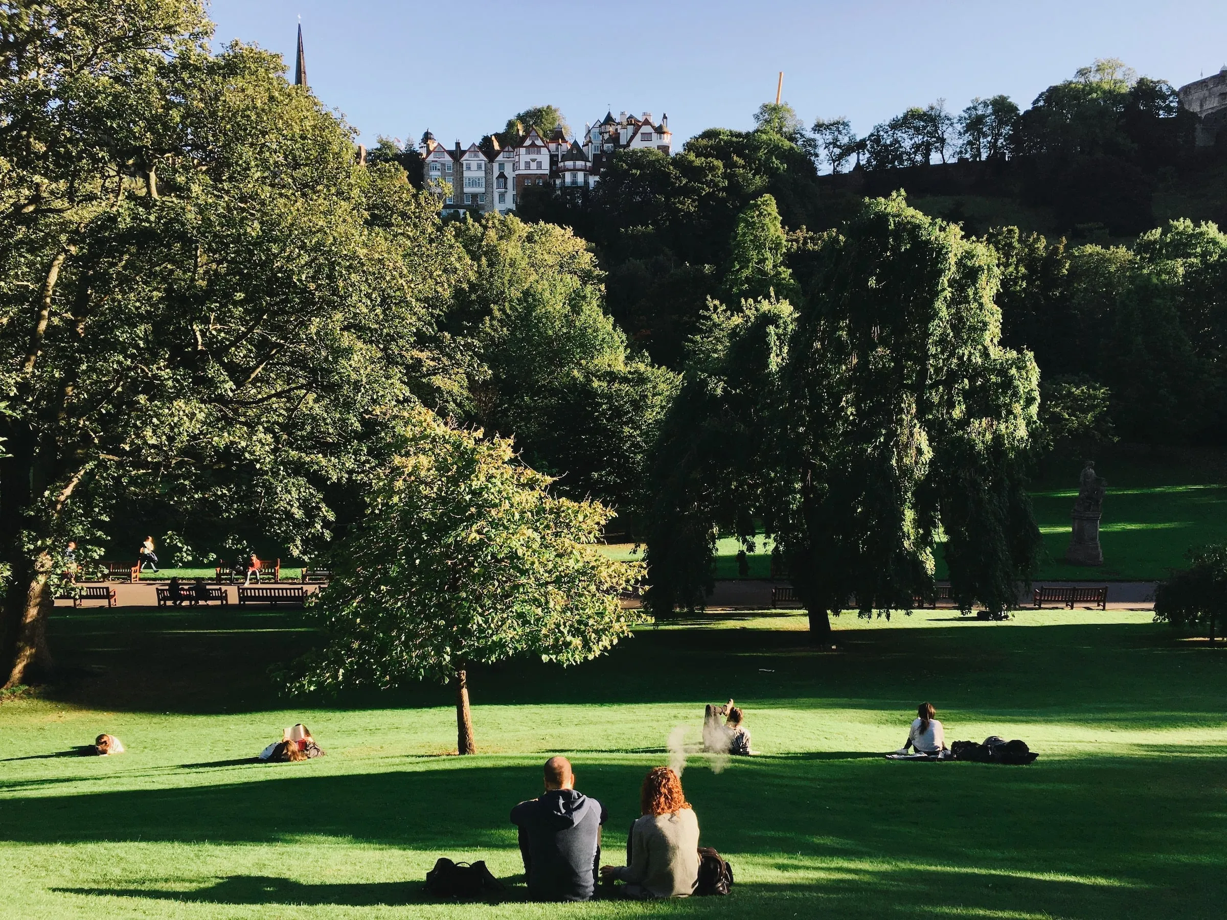 Park with buildings in background