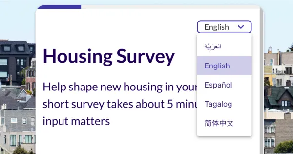 Maptionnaire survey shown in multiple languages