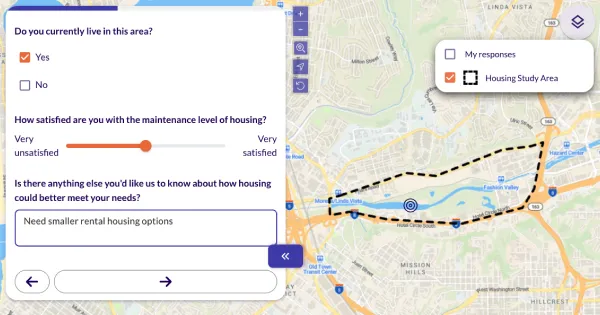 Standard survey question builder in the Maptionnaire platform