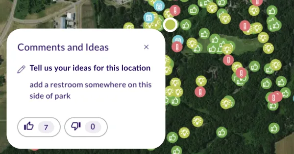 Public survey responses displayed in Maptionnaire