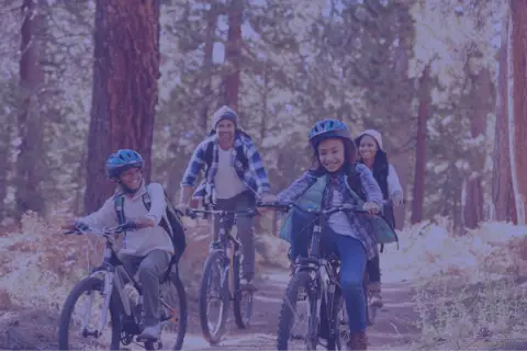 Family mountain biking on a New Mexico recreation trail