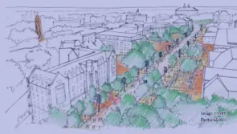 Perkins and Will campus master plan rendering for the University of Kansas