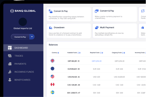 Banq Global dashboard