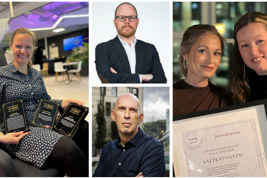 Vi har satt sammen et spennende panel. Fra venstre: Andrea Rognstrand, journalist i Forsvarets forum. I midten over: Gard Steiro. I midten under: Frank Gander. Til høyre: journalistene Lise Ailin Rosvoll og Eva Winther i Saltenposten.