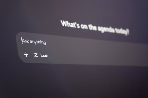 Digital interface with "ask anything" prompt.