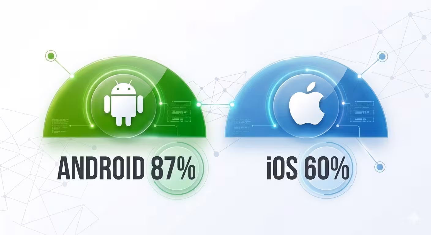 Android 87% vs iOS 60%