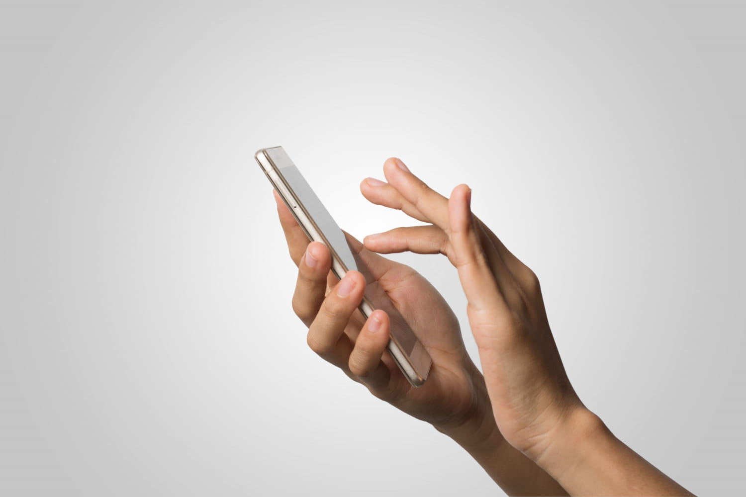 Telefon z ekranem w kolorze magenty jest podparty, a wokół niego unoszą się świecące ikony interfejsu użytkownika (UI).