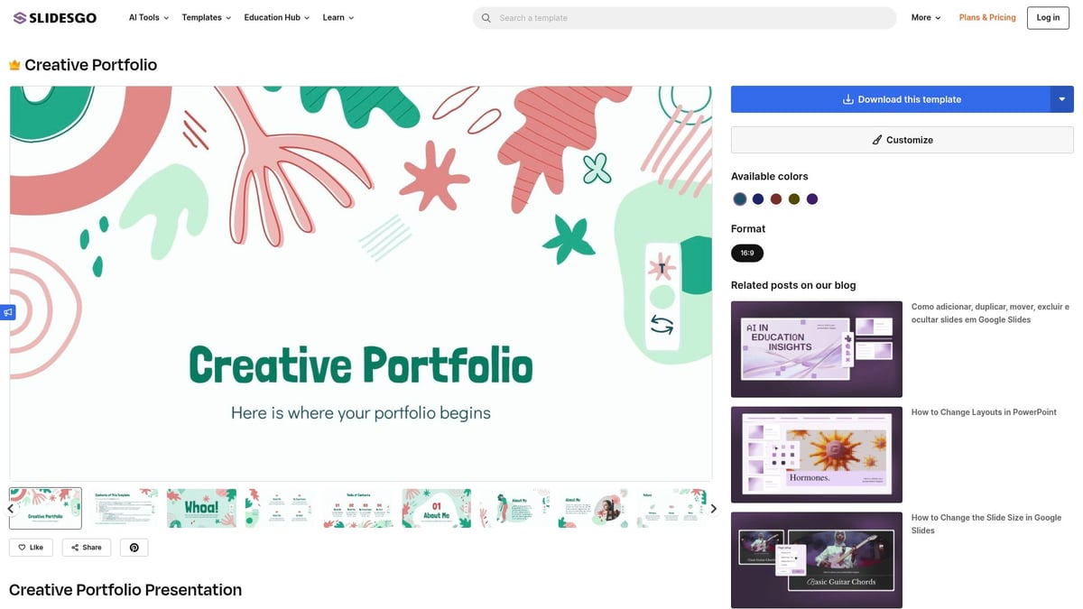 9 Must-Have Contemporary PowerPoint Templates for 2026 - Slidesgo Creative Portfolio Template
