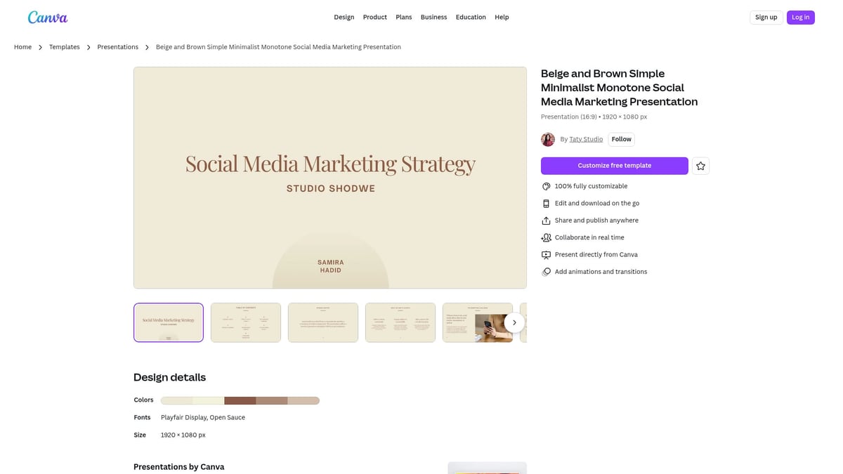 8 Stunning Template Keynote Designs to Elevate Your 2026 Presentations - Beige and Brown Simple Minimalist Monotone Social Media Marketing Presentation