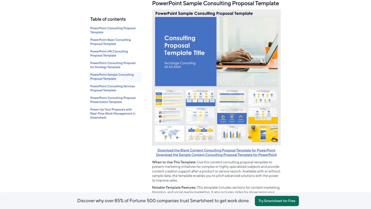 7 Best Template PowerPoint Consulting Picks for 2026 - PowerPoint Sample Consulting Proposal Template by Smartsheet