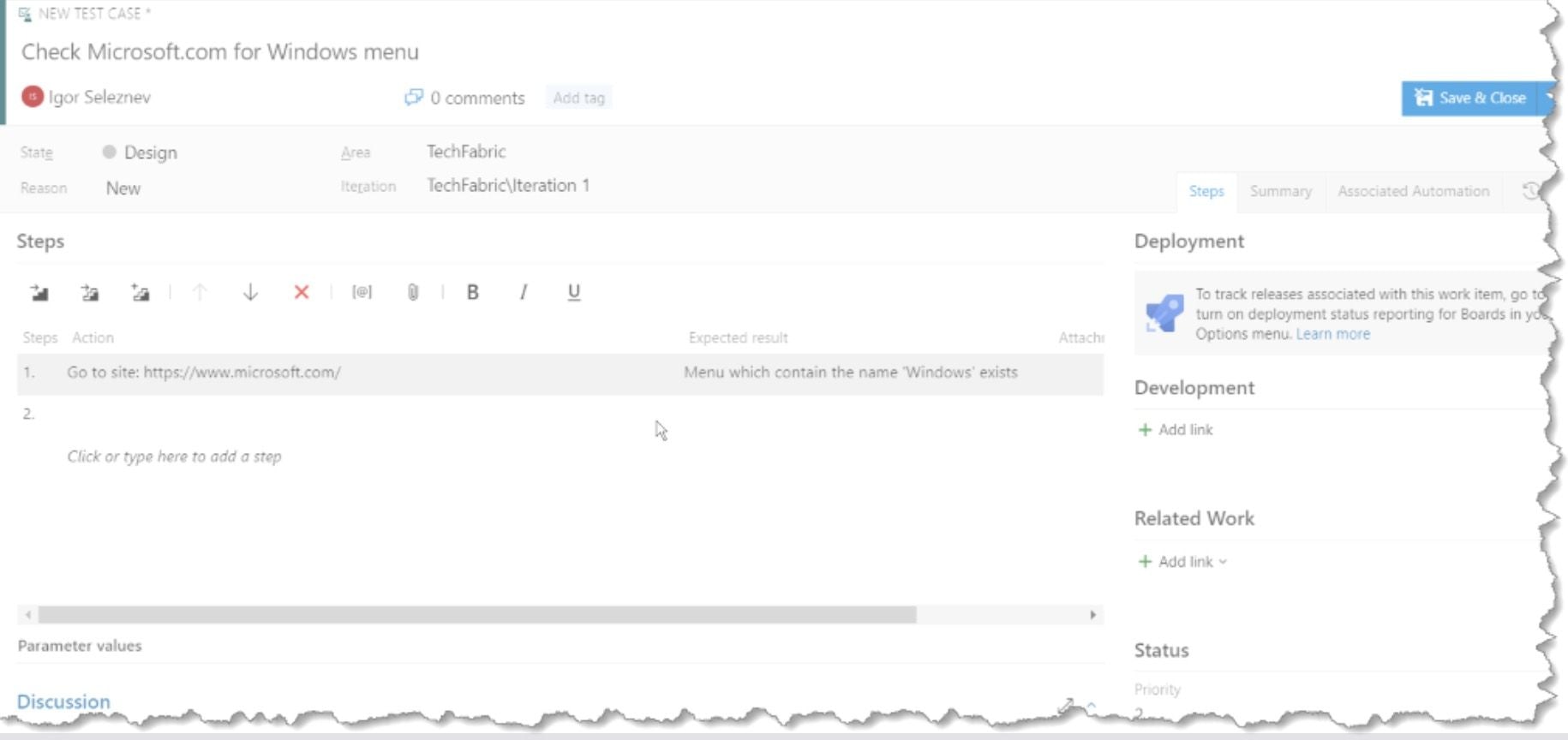 Screenshot of Azure DevOps platform.