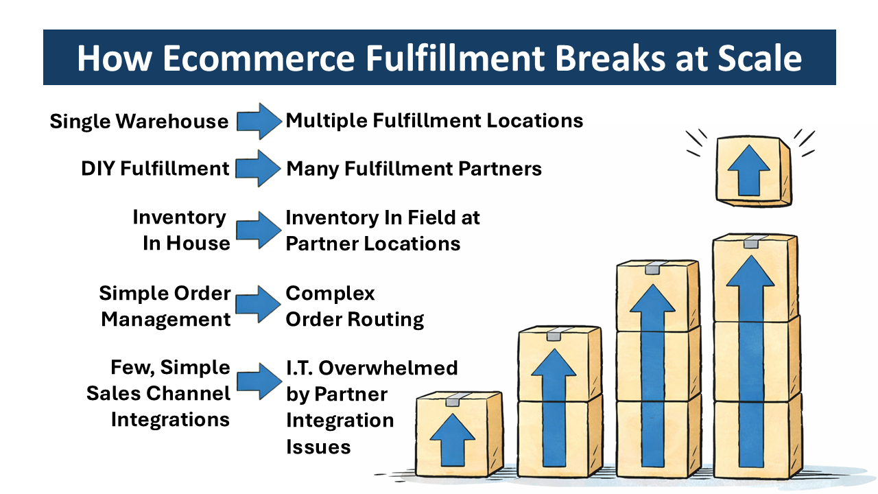 Ecommerce fulfillment challenges as order volume, locations, and channels scale