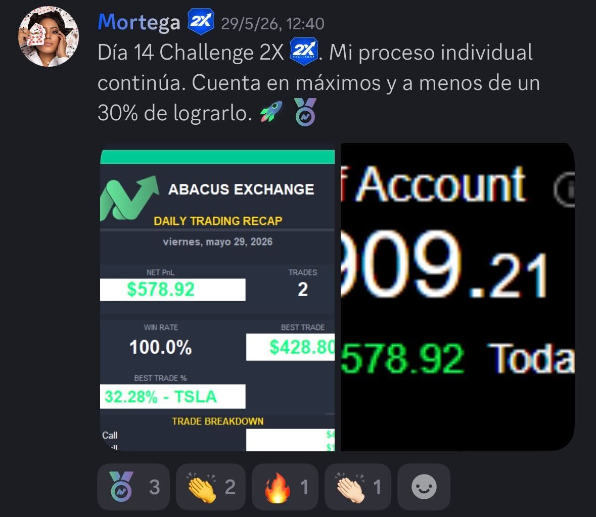 Testimonio real de un alumno de TradersHub (captura de Discord)