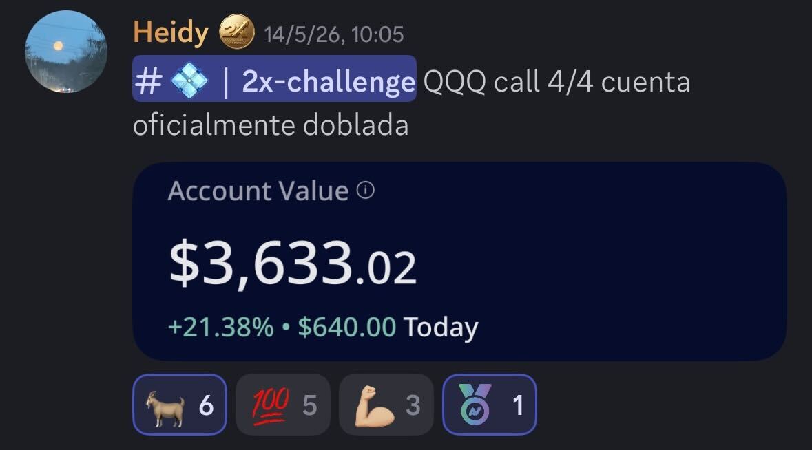 Testimonio real de un alumno de TradersHub (captura de Discord)