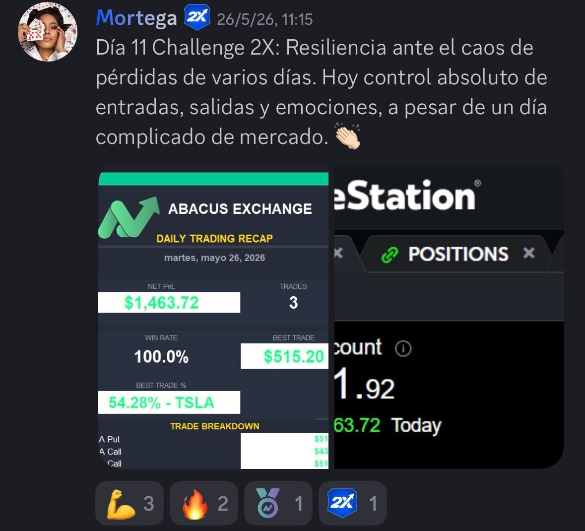 Testimonio real de un alumno de TradersHub (captura de Discord)
