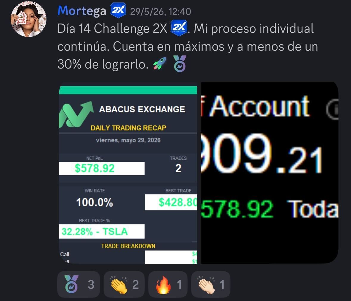 Testimonio real de un alumno de TradersHub (captura de Discord)