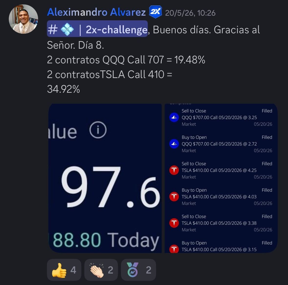 Testimonio real de un alumno de TradersHub (captura de Discord)