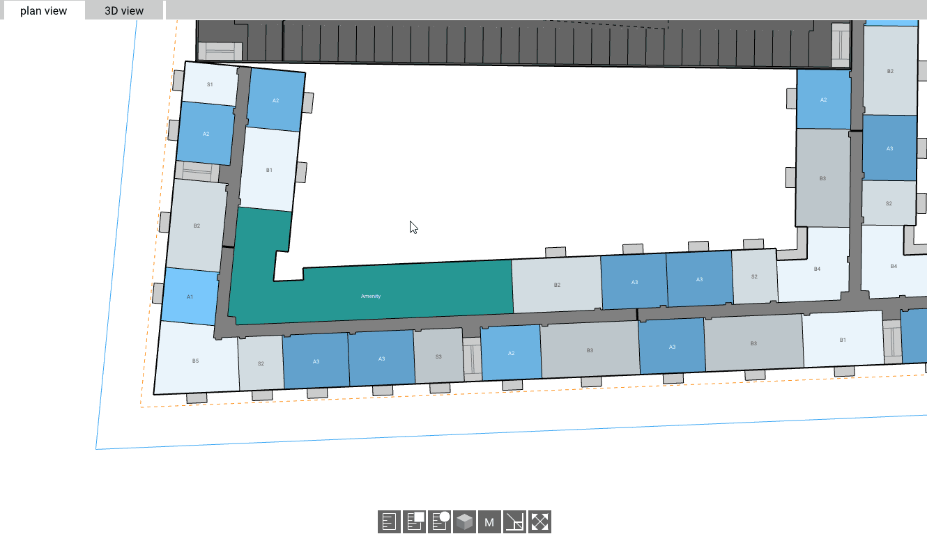 Click the 4-way arrow to fit the building to your TestFit window.