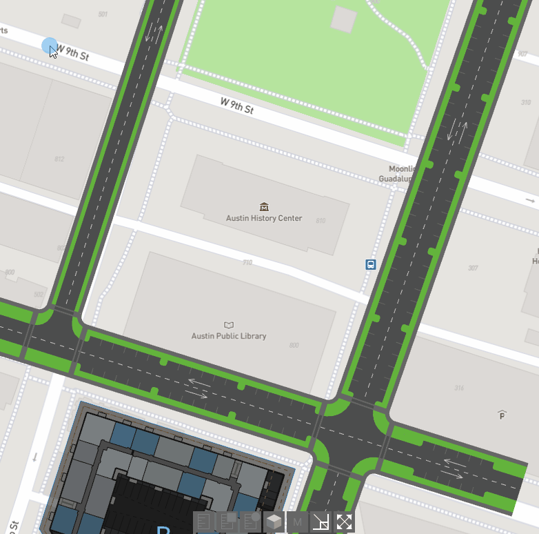 Create a closed loop with roads to define a site.