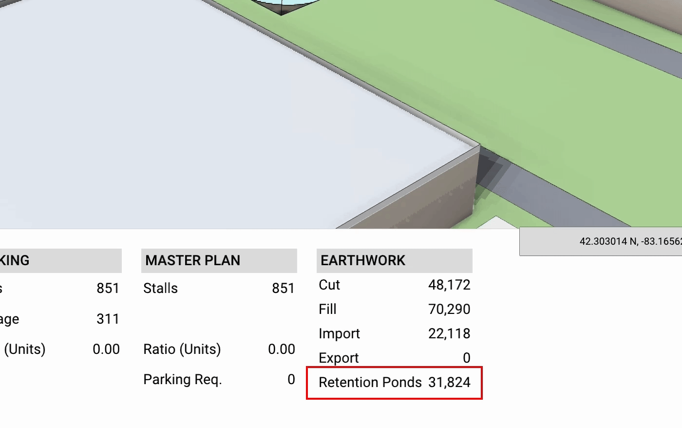 Cut and fill for retention ponds