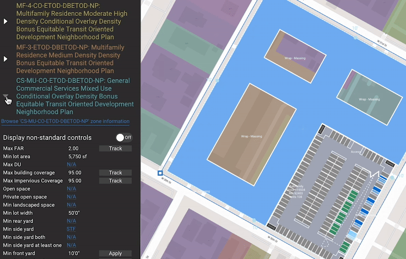 Access built-in zoning data in TestFit