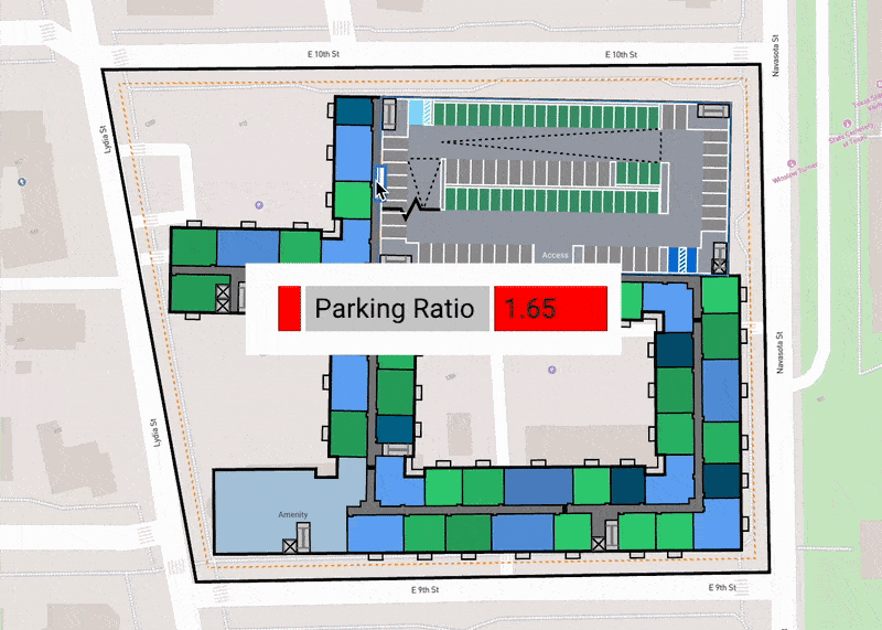 Get a pass/fail score for parking ratio