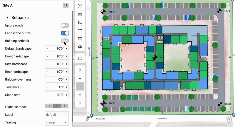 Define building setbacks in TestFit