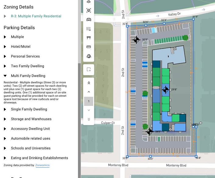 Parking data in TestFit