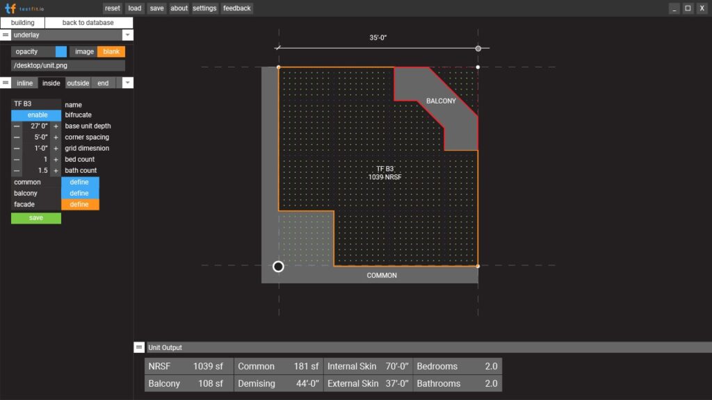 Solving inside corner units with TestFit