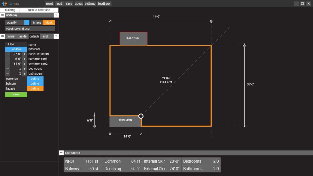 Outside units TestFit