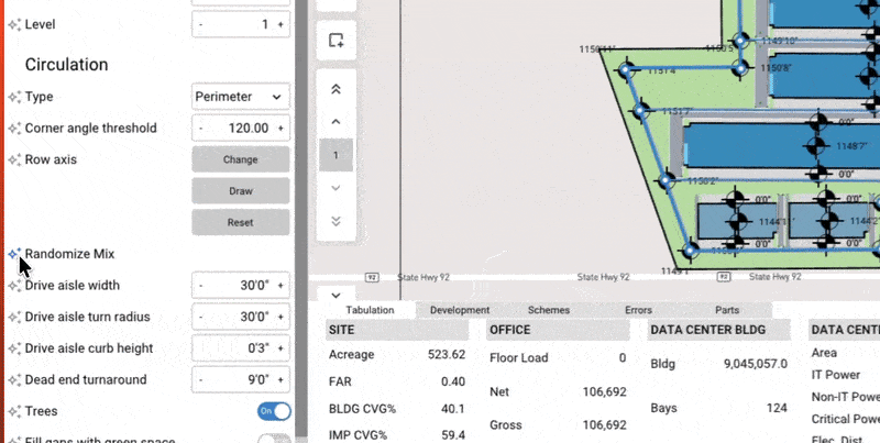 Data center options with randomize mix