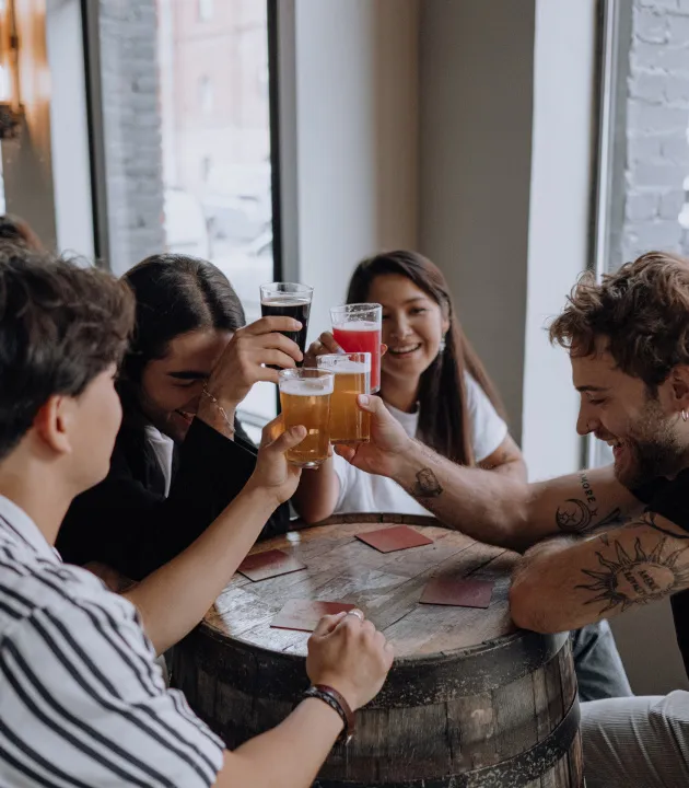Friends with beer
