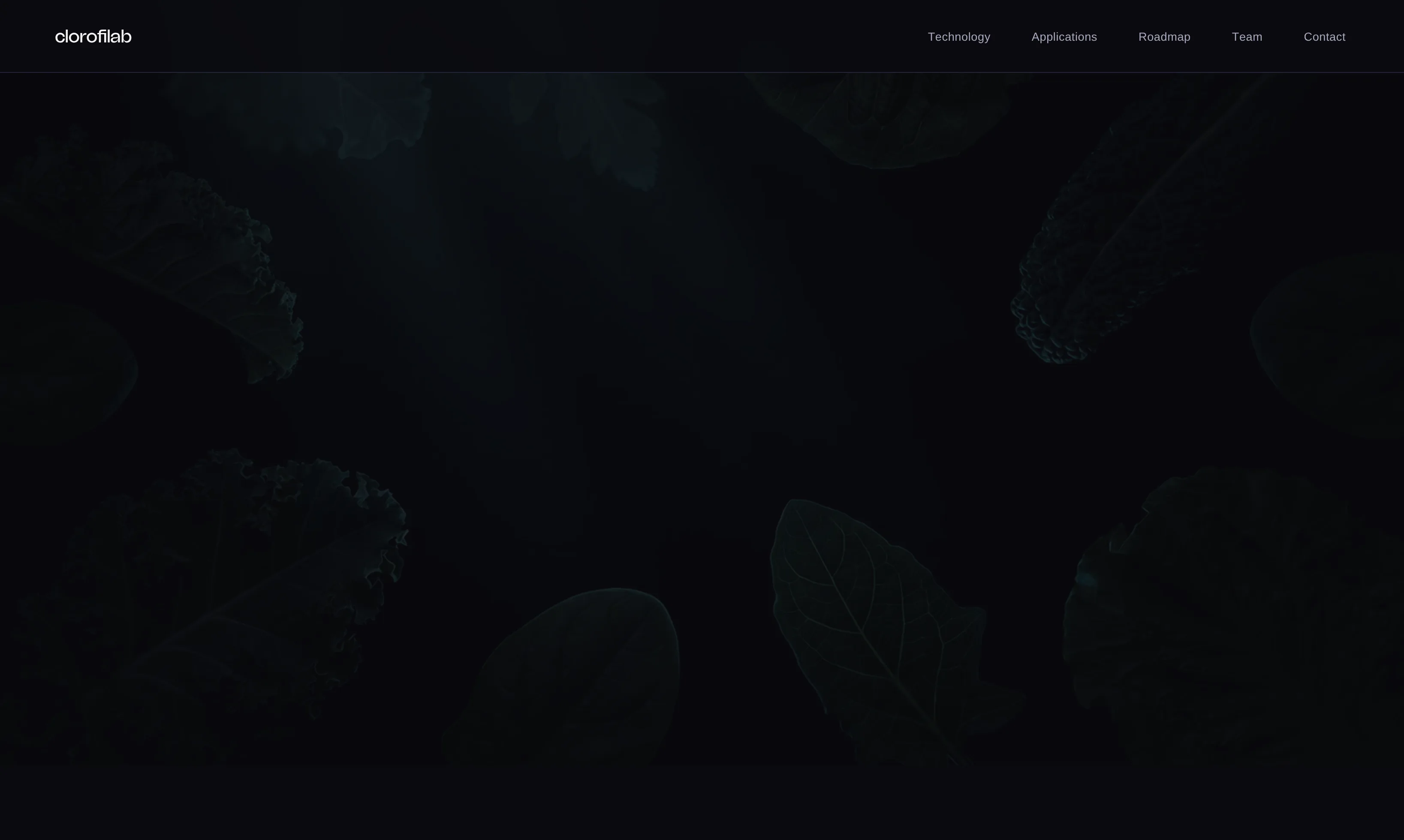 Clorofilab investor website hero, showing the one-way principle