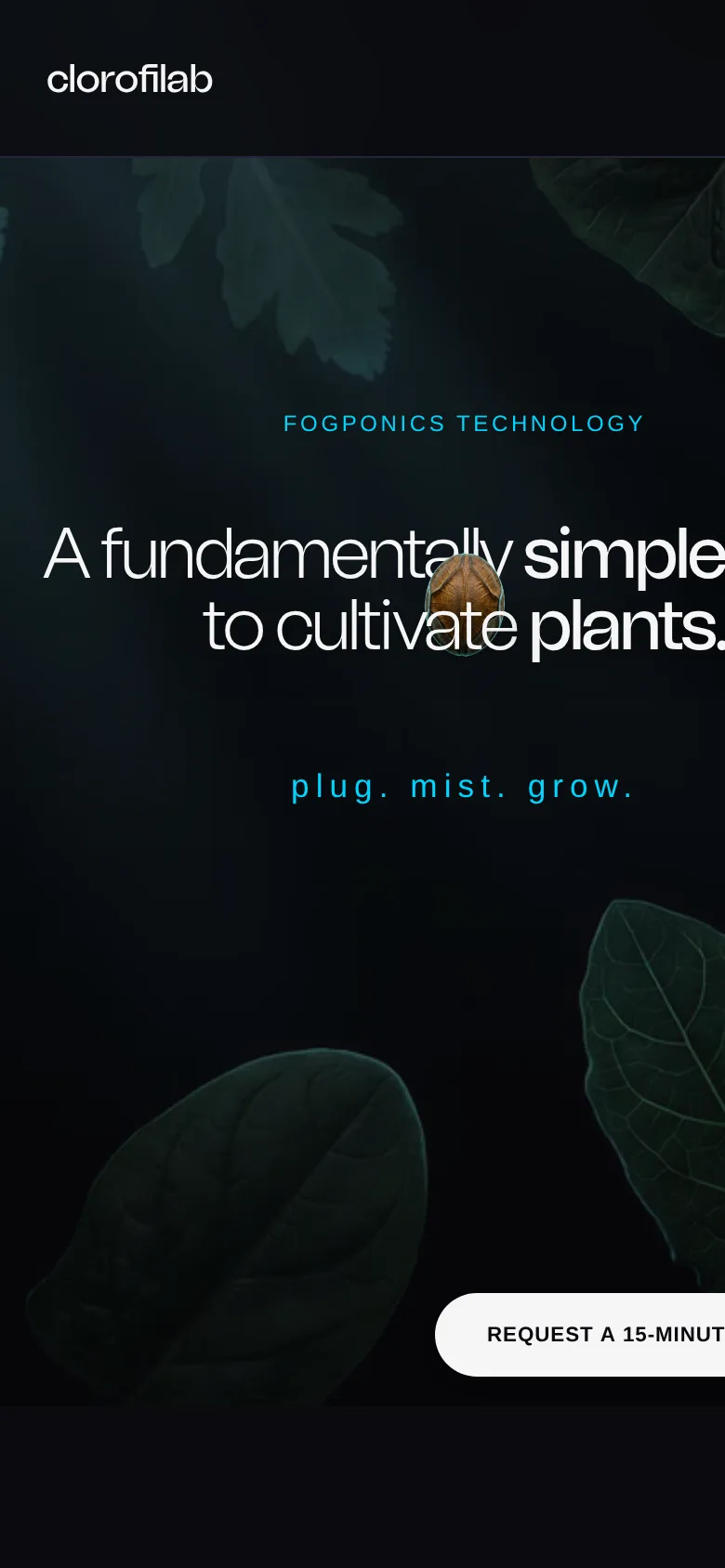 Clorofilab investor website on a smartphone