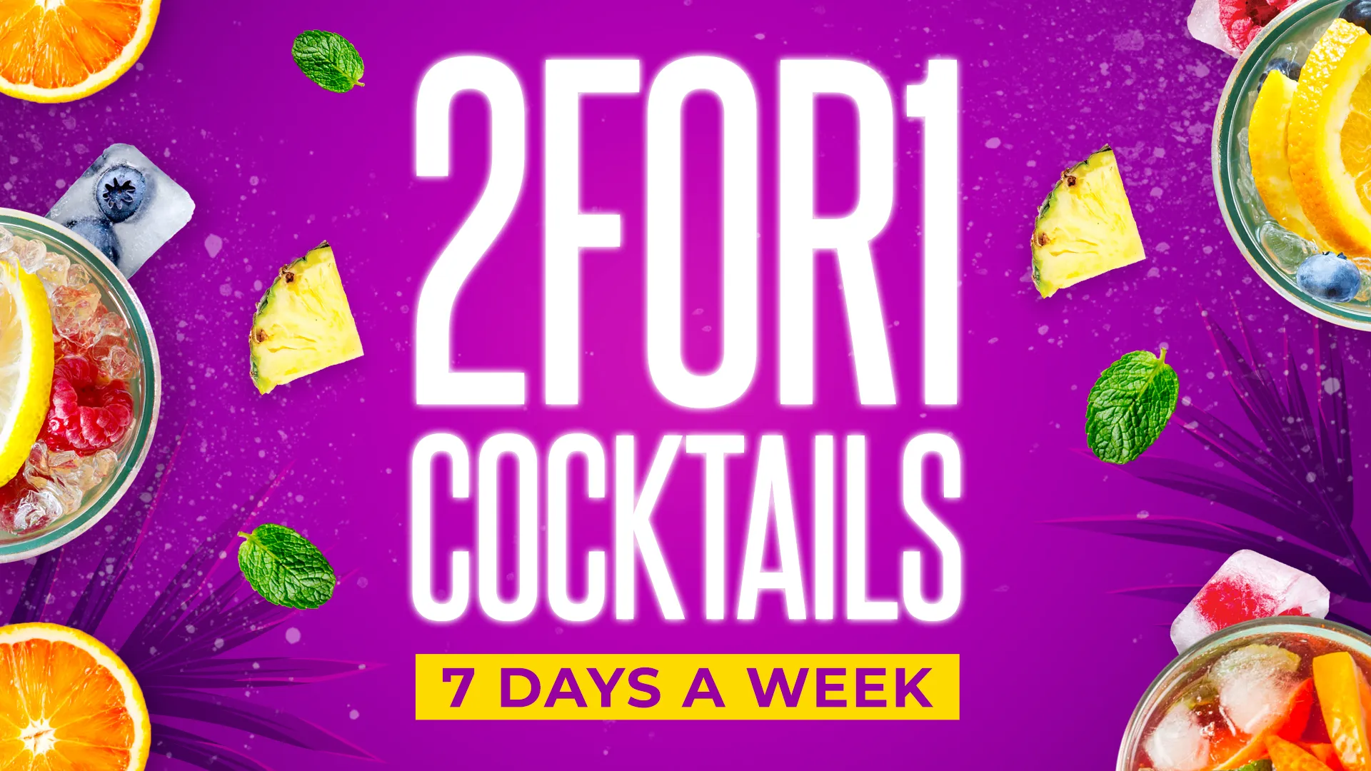 2 FOR 1 Cocktails everyday from 4pm until 8pm at Medbar Southampton