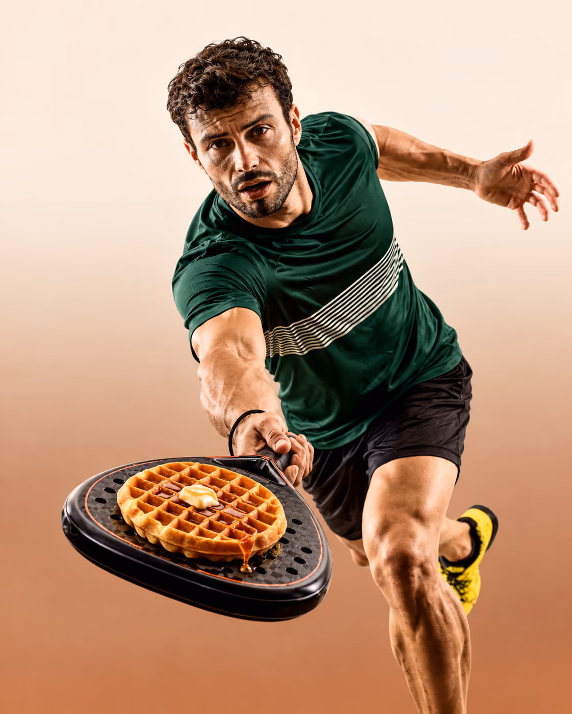 Padel players enjoying waffles and coffee after the Waffle King/Queen social.