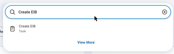 Searching for the Create EIB task in Workday
