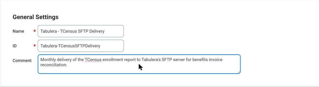 EIB wizard General Settings step with name, ID and comment