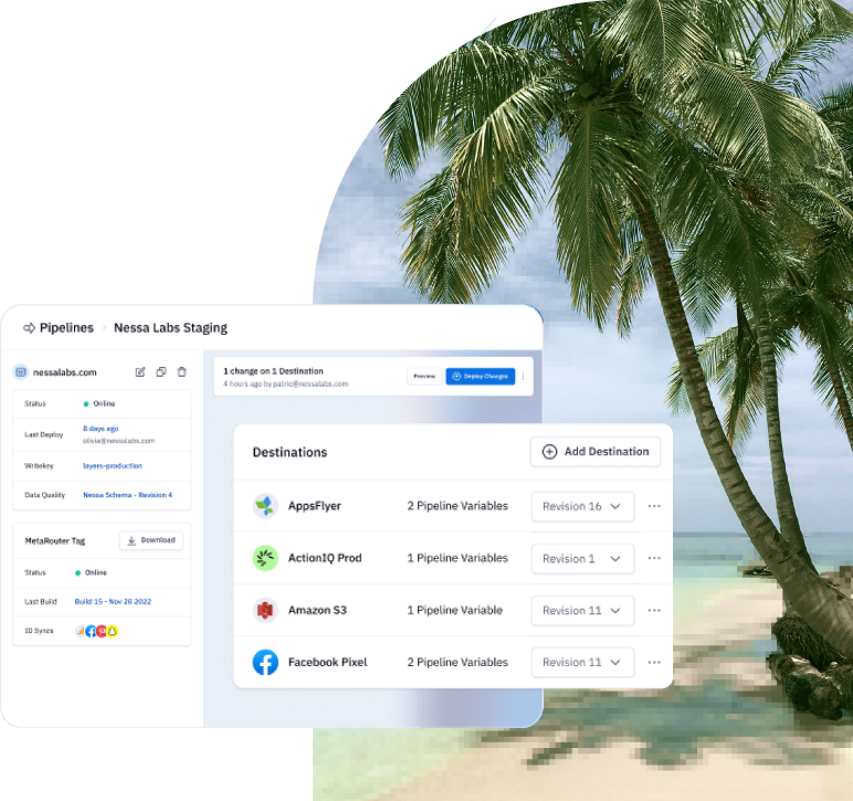 Beach imagery and metarouter dashboard illustration
