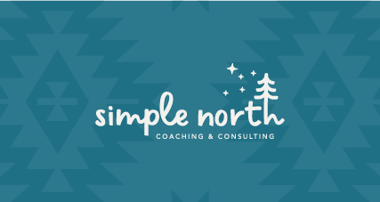 Knitted pattern background with Simple North logo overtop