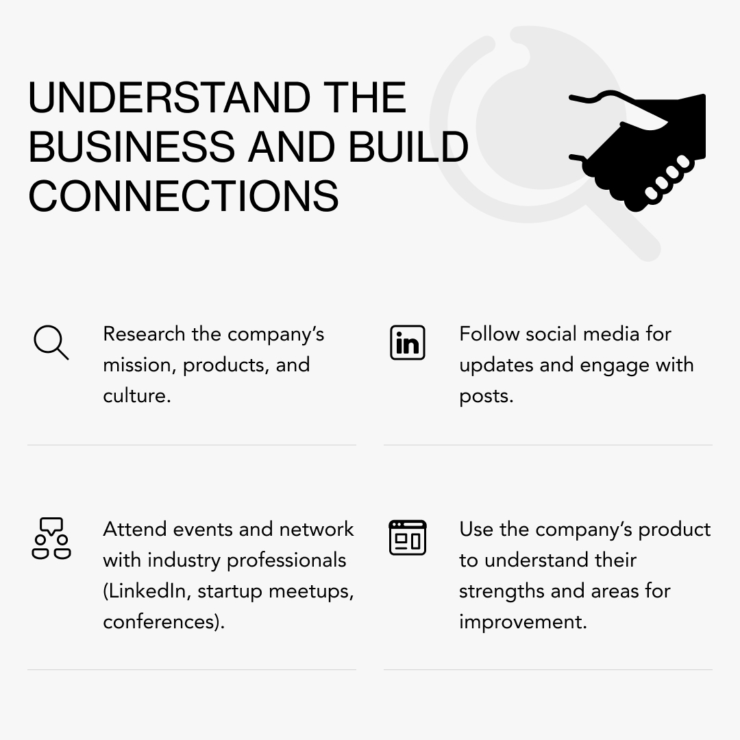 To get hired as a startup, first understand business and build connections