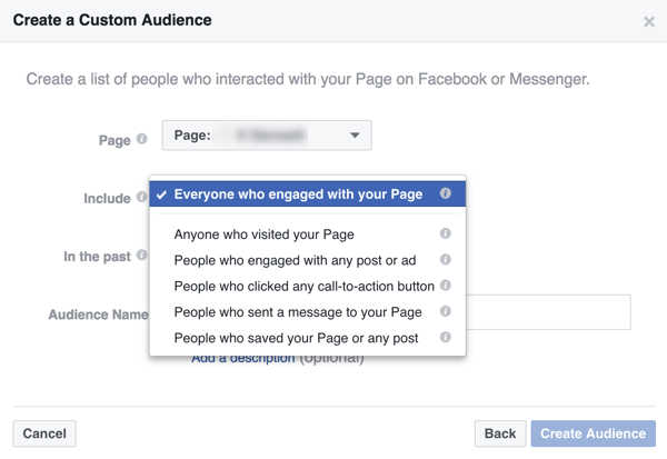 Facebook Create Custom Audience Sidebar