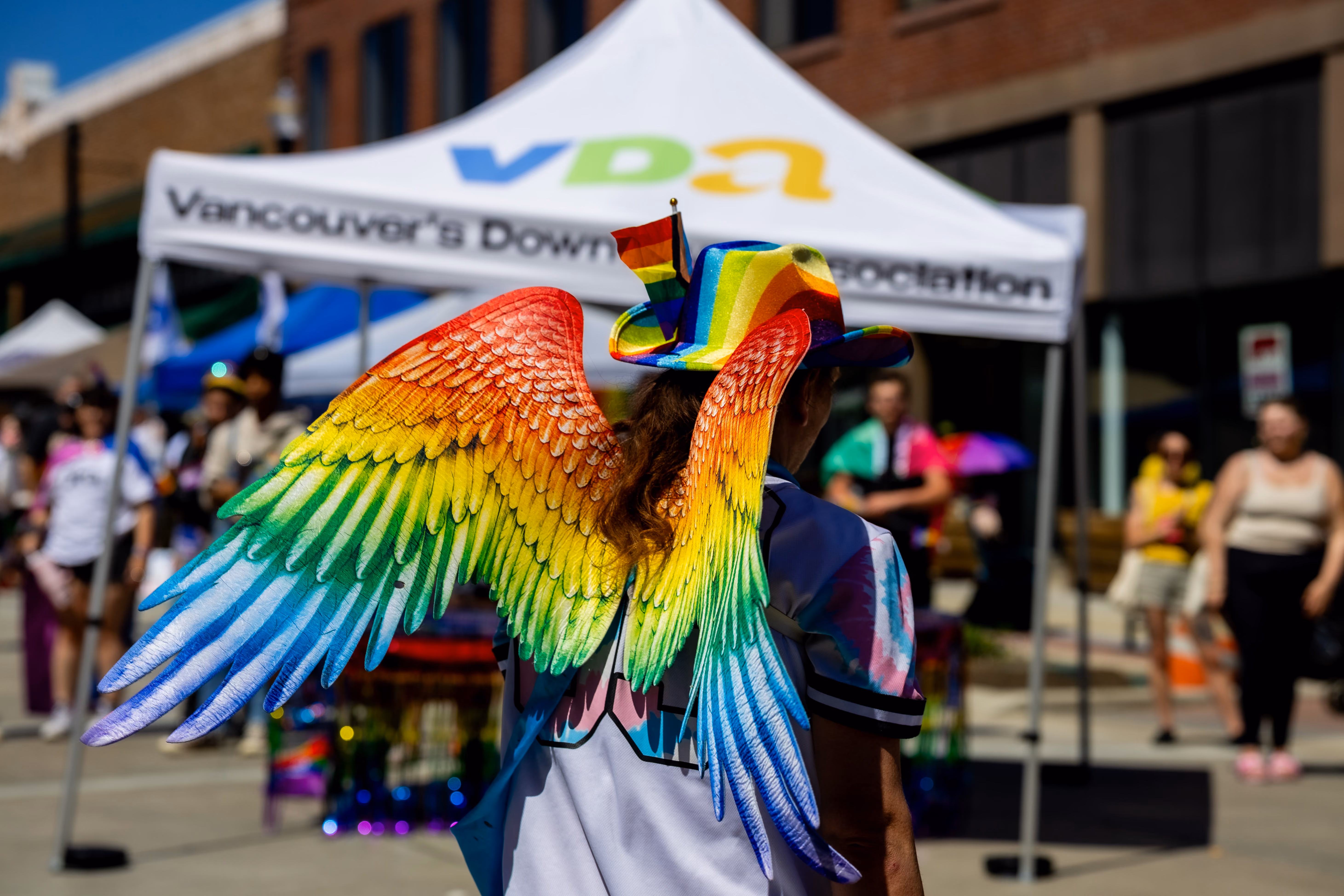 Pride wings at Dandelion Teahouse's Pride celebration, photographed by Riparian Media