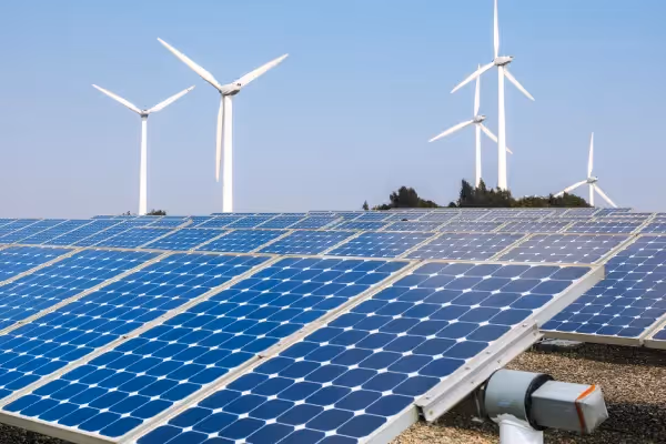 Solar panels and wind turbines