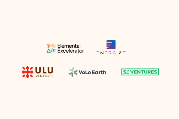 Elemental Excelerator, Energize, ULU Ventures, Volo Earth, SE Venture logos