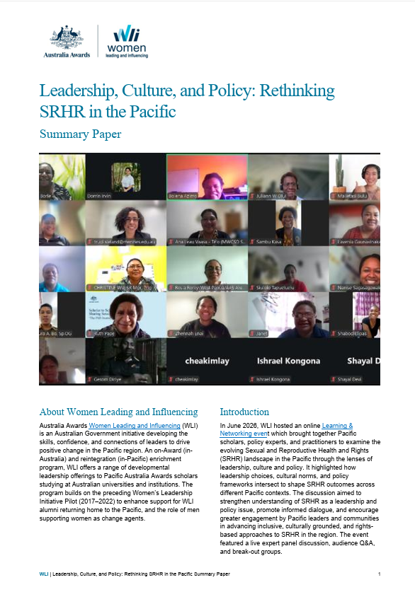 Leadership, Culture and Policy: Rethinking SRHR in the Pacific