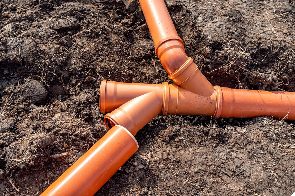Newly placed pipes for sewer pipe replacement in a Seattle property