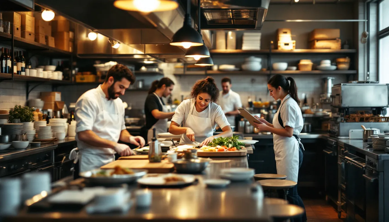 In the image, restaurant employees are seen managing inventory, with boxes of food and beverage items stacked around them. This scene highlights the importance of tracking prime costs, which include labor costs and food costs, essential for maintaining a profitable restaurant business.