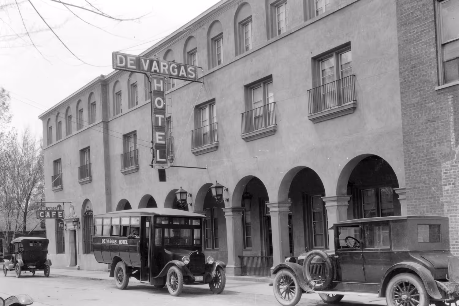 Historic photo of De Vargas hotel exterior