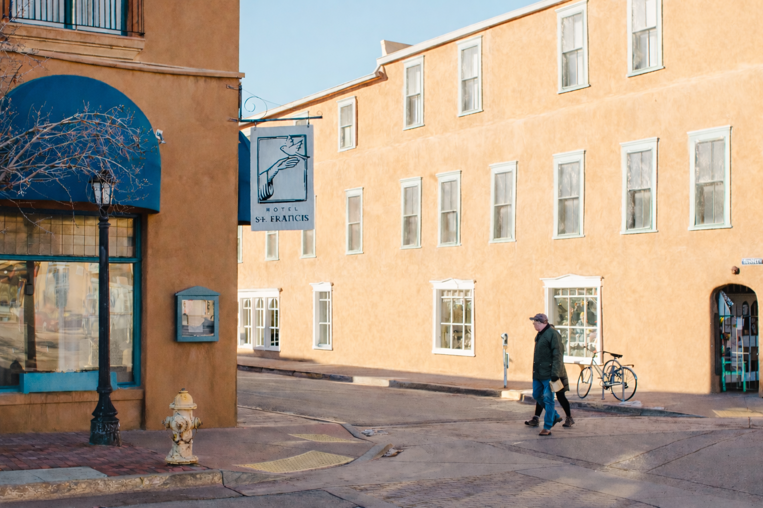 Hotel St. Francis sign hanging on building